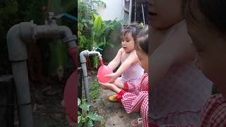 Baby playing with bubbles 🎈🎈🎈#baby #balloon #shorts