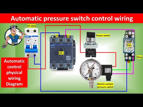 Automatic Pressure Switch Control Contactor Wiring Circuit | Pressure switch | air compressor