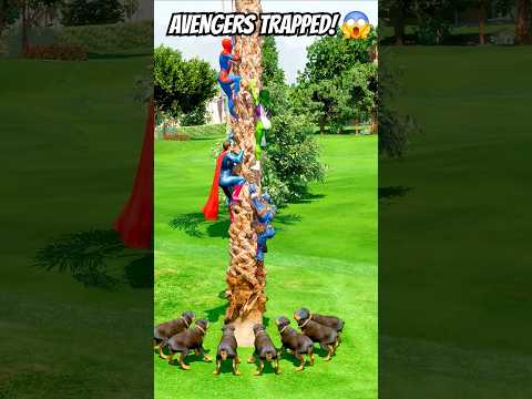 GTA V: IRON MAN SAVING AVENGERS STUCK ON A TREE 😲| #shorts #gta5