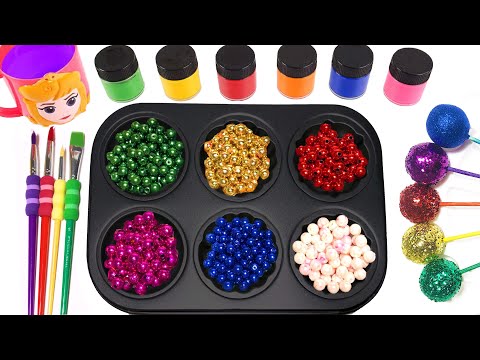 Satisfying Video l How to Makes Rainbow Bathtubs the Painting Sells with Beads Ball l Cutting ASMR