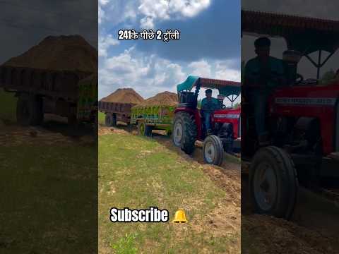 241 टैक्टर के पिछे 2 ट्रॉली भरी हुई #tractarlover #masseyferguson #241 #massey