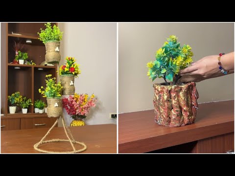 DIY Twine Planter Stand & Textured Pot | Creative Home Decor Ideas