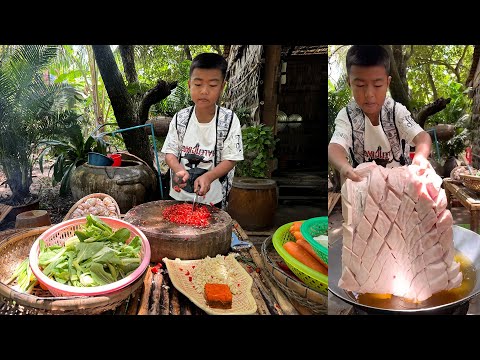 '' Secrete yummy pork cooking '' Chef Seyhak cook crispy pork with skills - Cooking with Seyhak