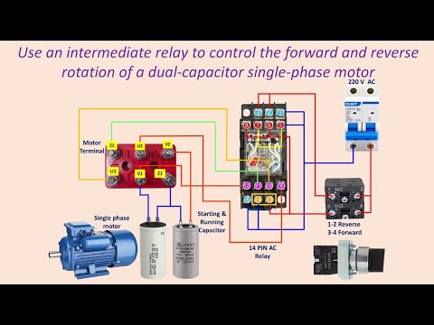 Single Phase Motor Reverse Forward  Connection Using Intermediate Relay & selector switch