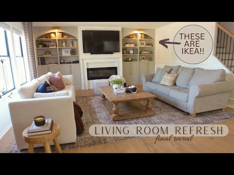 PAINTING IKEA FURNITURE TO LAST | LIVING ROOM REFRESH REVEAL | DIY ARCHED BOOKSHELVES (IKEA DUPE)