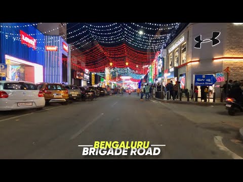 Bengaluru City Night Drive  | Brigade Rd at Night - 4K