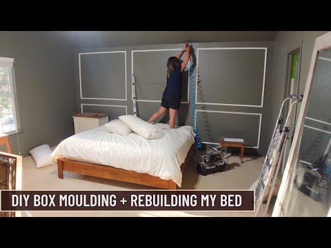 DARK & MOODY BEDROOM MAKEOVER pt 2 | Adding Interest With Box Moulding + Rebuilding My Bed