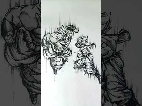 Speed Drawing Stick-man Goku vs Broly 😳🤯//#anime #drawing #shorts