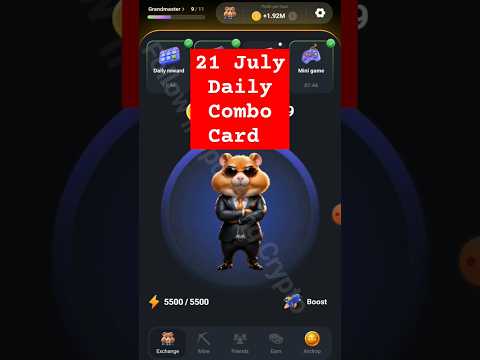 how to unlock 21 July daily combo card hamster Kombat | hamster Kombat daily combo cards