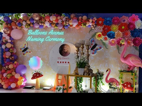 Naming ceremony decoration ideas at home | Naming ceremony balloon decoration |1st Birthday Ceremony