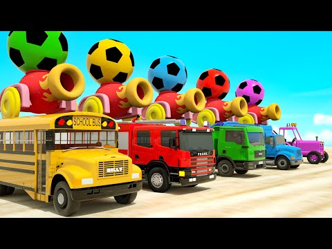 Wheels On the Bus - Yellow School Bus - Colorful Balls for coloring-Baby Nursery Rhymes & Kids Songs