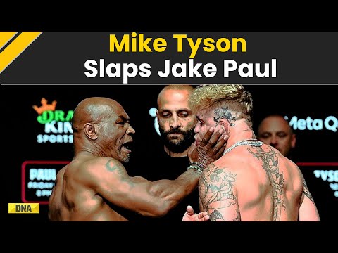 Final Face-Off Mike Tyson Slaps Jake Paul At Weigh-In Ahead Of Netflix Boxing Fight | Video Viral